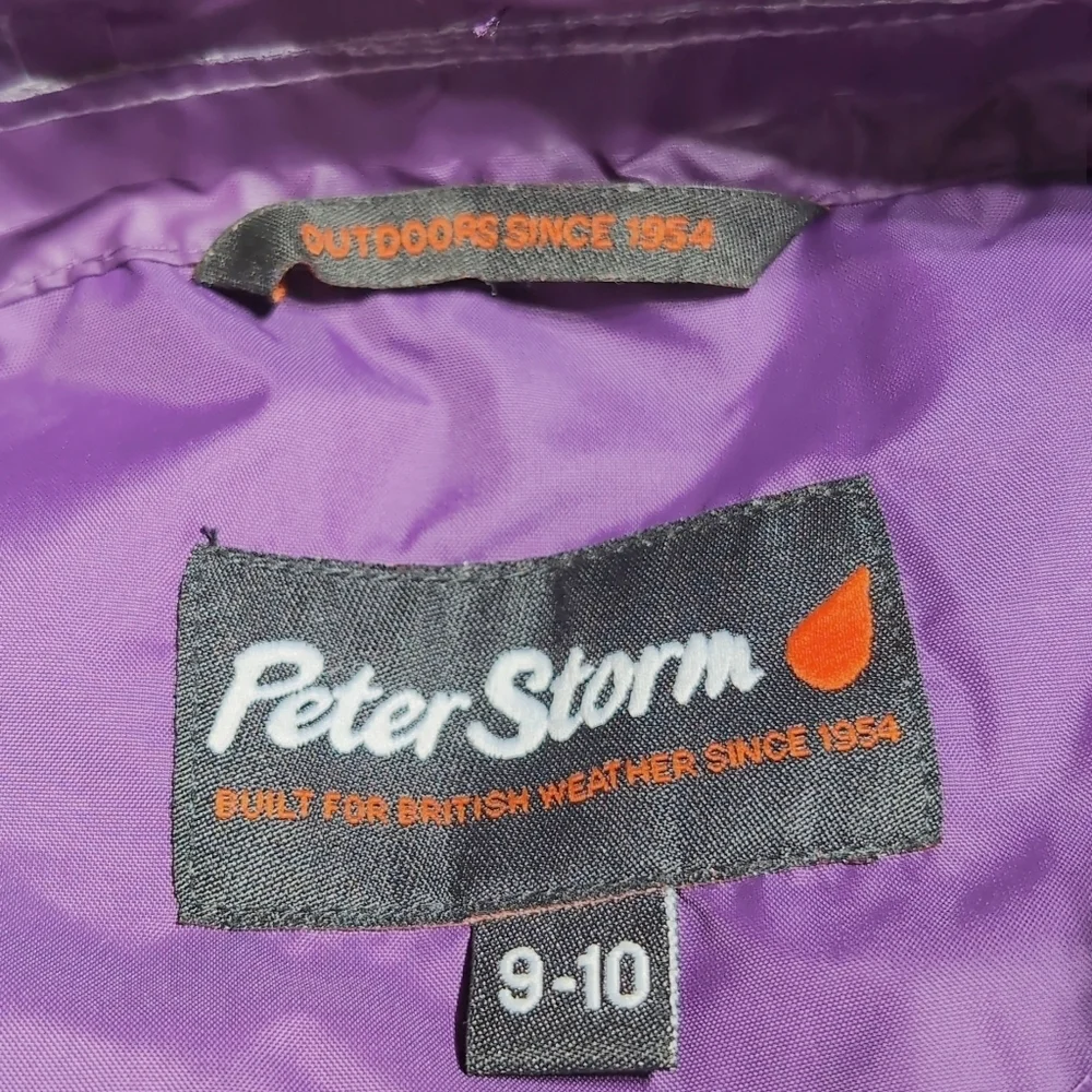Peter Storm UK Sz 9-10 Kids' Vibrant Purple Raincoat